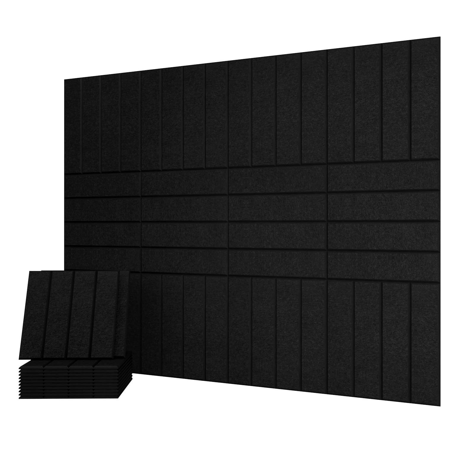 12 paneles acústicos, 30 x 30 x 1 cm, paneles a prueba de sonido con pestaña adhesiva, paneles de tratamiento de sonido, color negro