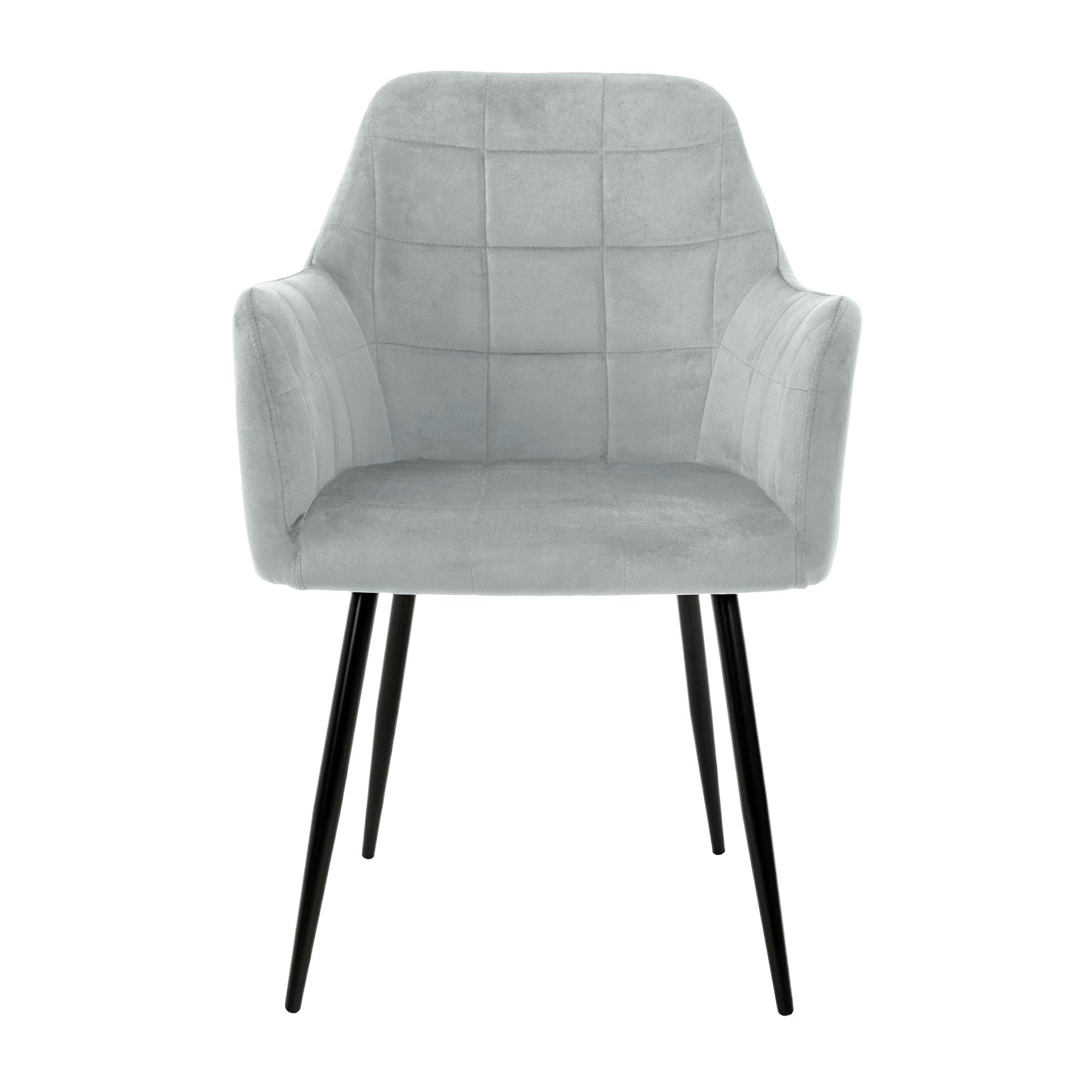 ECD Germany Lot de 6 Chaises de Salle à Manger Cuisine Salon Séjour - Gris - Assise Siège Rembourrée en Velours Structure en Métal Fauteuil Rétro avec Accoudoirs pour Bureau Réception Meuble Maison
