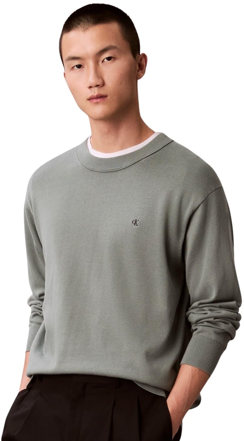 Calvin Klein Jeans Crew Neck Sweatshirt, Green, Size S, Men
