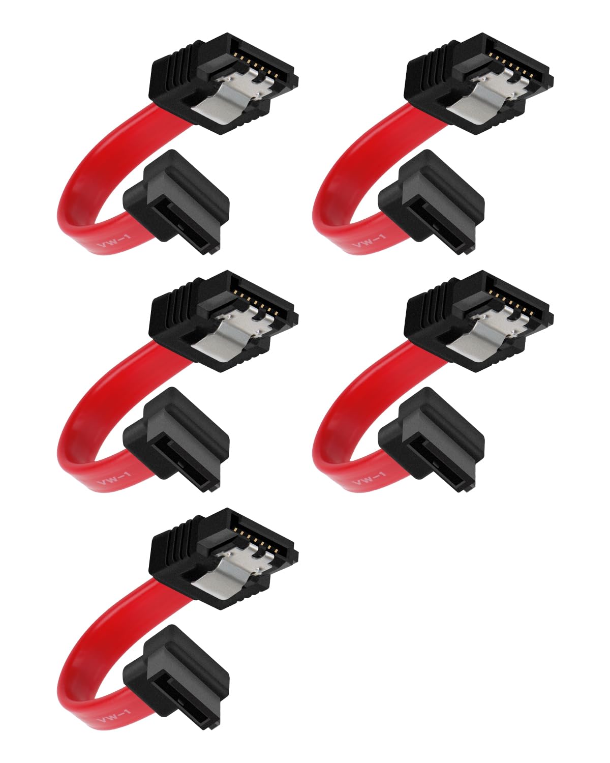 YANBORONSN SATA Cable III, Sata 6.0 Gbps 7pin Short Data Cable, SATA III Female to Upward Right Angle Female Data Cable(5 Packs), Compatible with 2.5"
