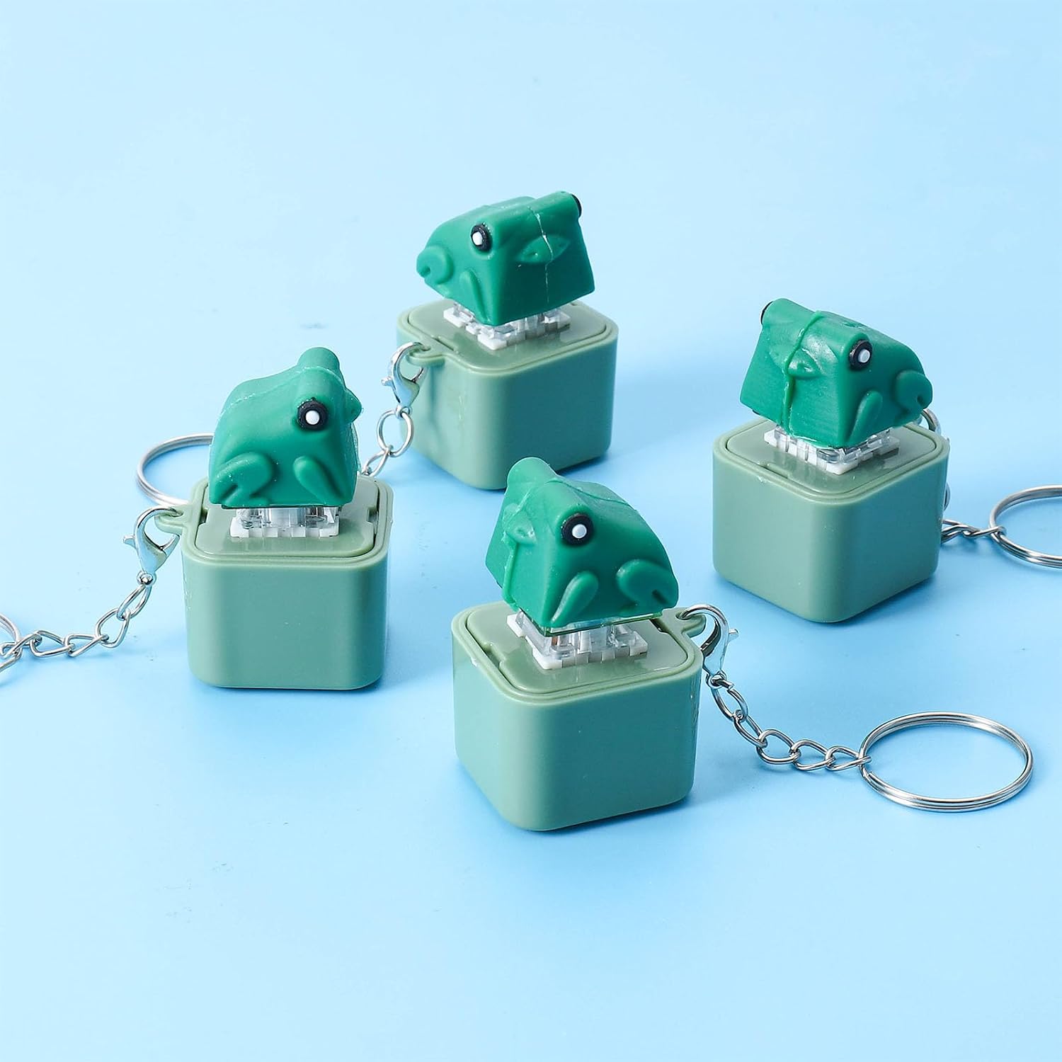 ONEST 4 Pieces Frog Shaped Fidget Keychain Auditory Visual Stimulation Stress Relief Tool for Adults Professional Academic Travel Settings Sensory Anxiety Relief Keychain Gift image 3
