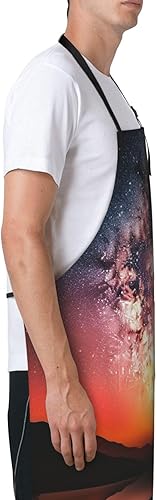 Miniatura 8 de Waterproof Apron with 2 Pockets Glowing Sunset Starry Sky Adjustable Bib Aprons for Cooking Kitchen