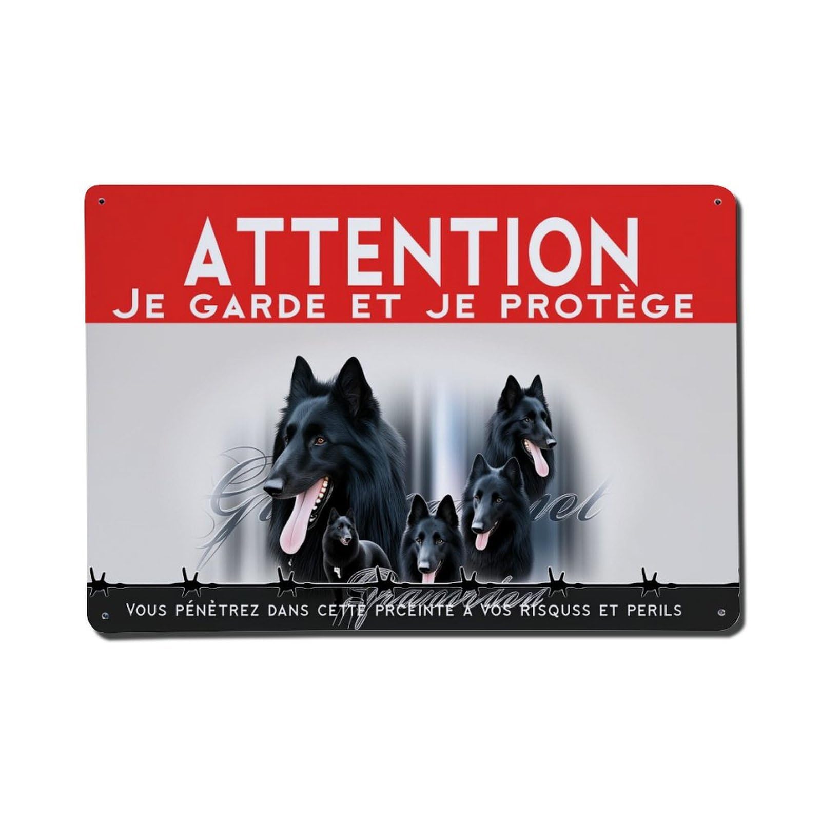 Black Dogs Guarding Territory Warning Sign Metal Tin Sign Plaque