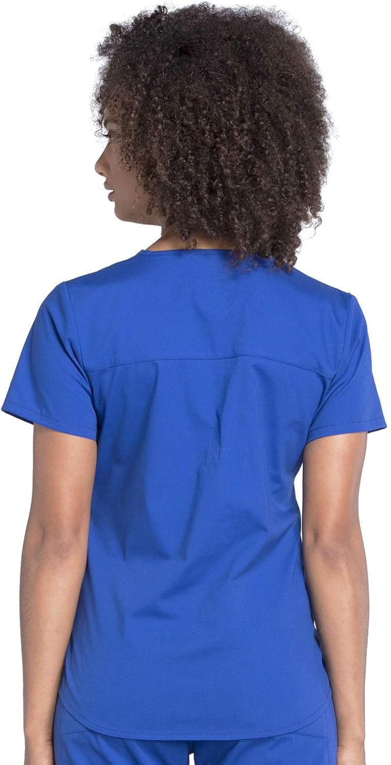 Cherokee Women Scrub Set Modern Fit 3 Pocket V-Neck Top WW665 with 6 Pocket Mid Rise Straight Leg Pants WW170 - Image 4