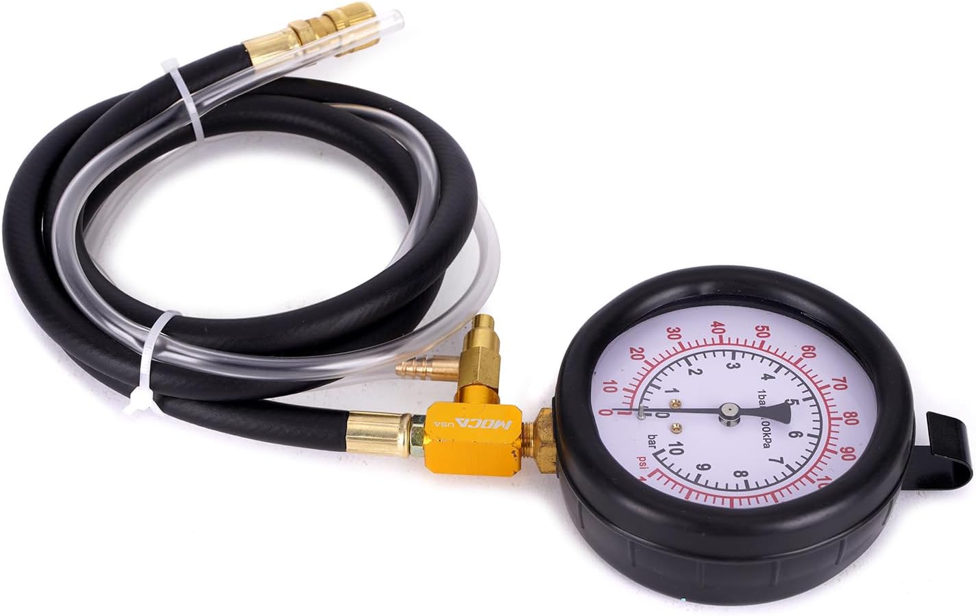 MOCA Pro Fuel Injection Pressure Tester Kit 0-140PSI/ 10 Bar, Fuel Pressure Tester Kit Diagnose Weak Fuel Pumps, Test Fuel Flow, and Leak-Down Fits for BMW & for Ford & for Mercedes Benz