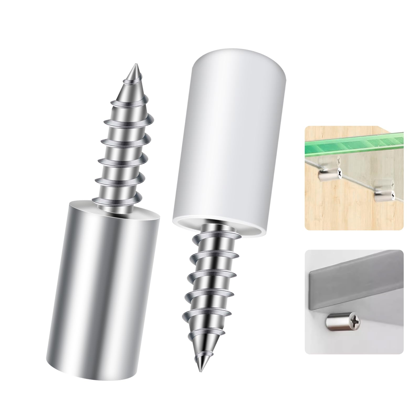140pcs Shelf Support Pegs, diameter 7.5mm Shelf Pins with Non-Slip Sleeve Self-Tapping Screws One-Piece Shelf Pegs Metal Shelves Pins for Kitchen Cabinet Wardrobe Cupboards Furniture (White)
