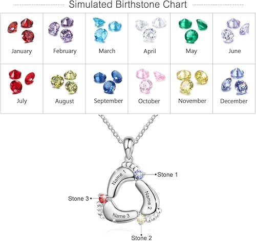 Miniatura 2 de Wendy Made Personalized Mothers Christmas Necklace for Mom - Custom 1-6 Birthstones Name Necklace for Mother Daughter - Family Name Necklace for