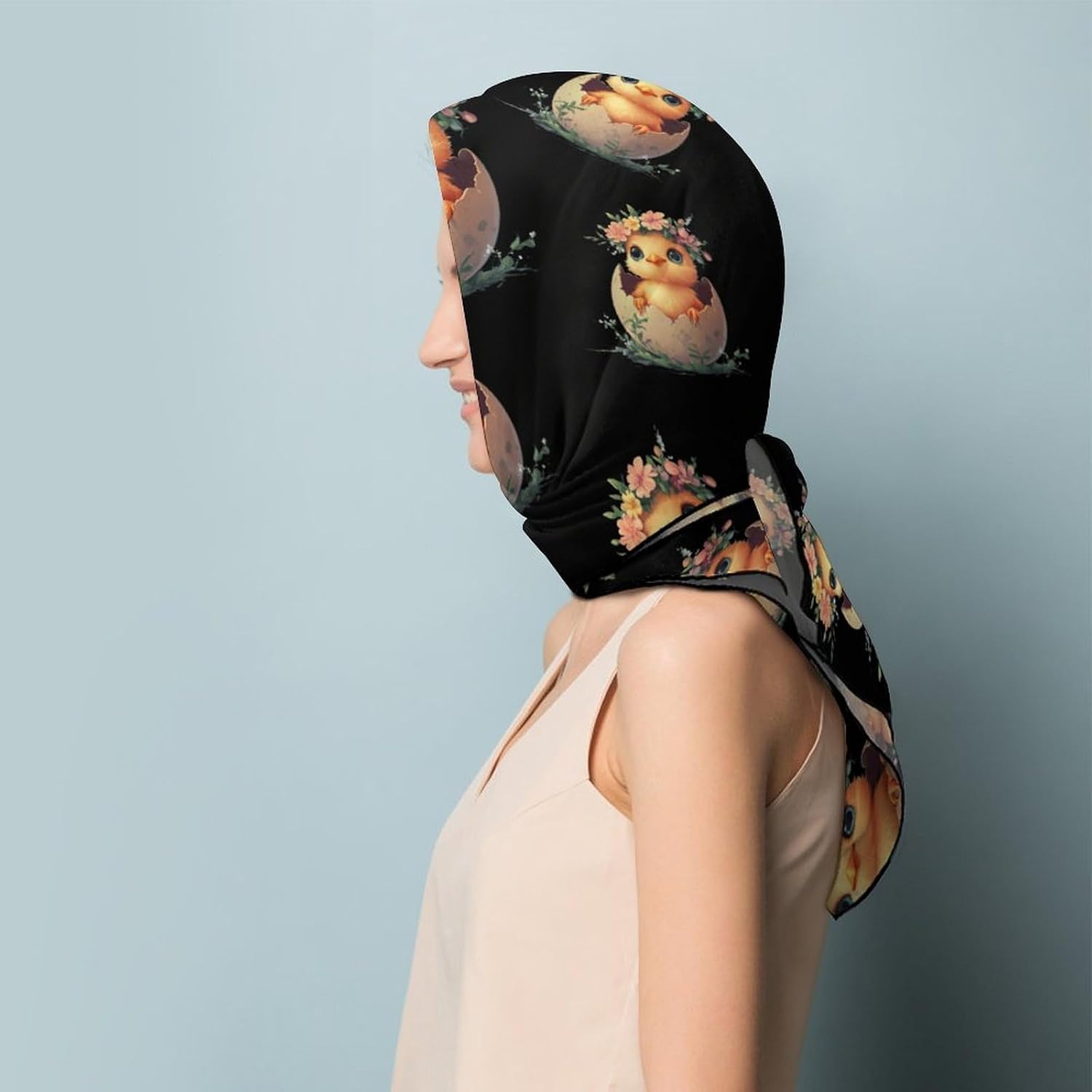 Hatching Chick Flowers Bandana Fashion Head Scarf Square Silk Scarf Print Neck Hair Scarfs for Women Men Gifts