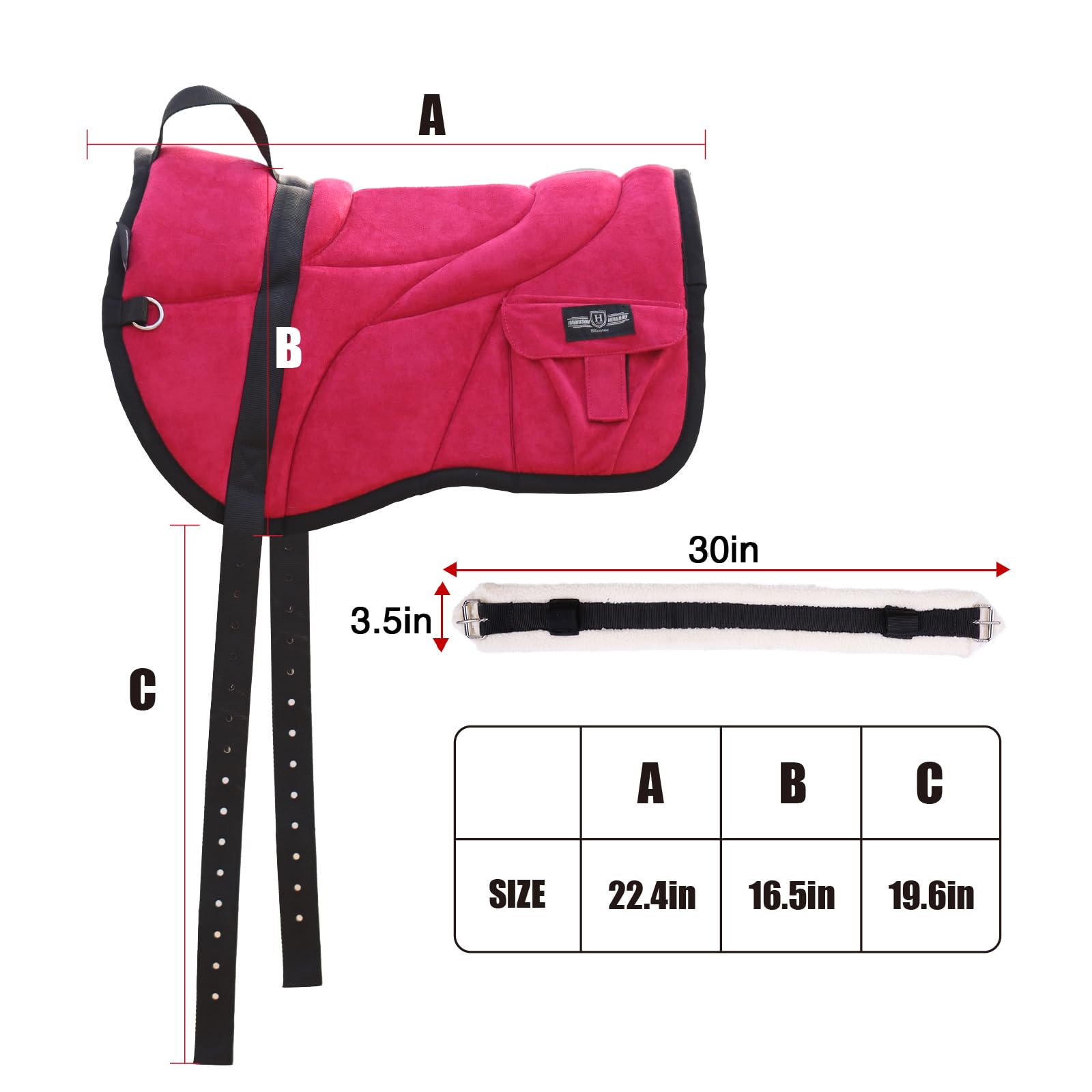 Harrison Howard Almohadilla de diseño ergonómico con bolsillos laterales, centro extragrueso para un máximo apoyo, almohadilla antideslizante con contorno a juego, color rojo vibrante