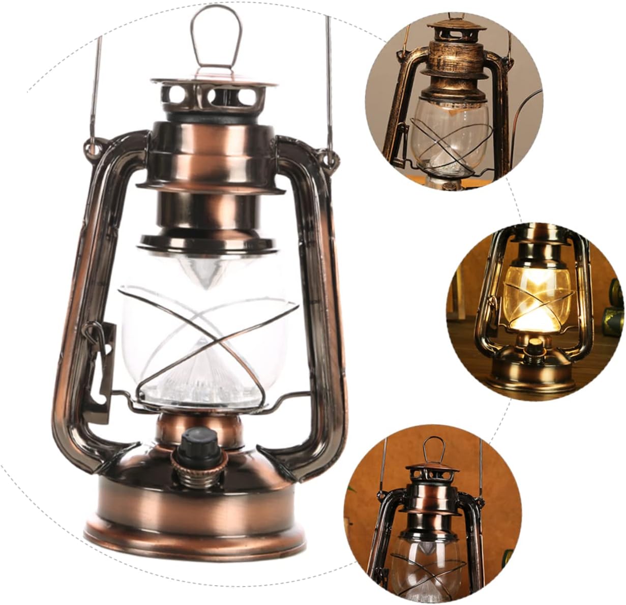 PRETYZOOM 1pc Vintage Kerosene Lantern Hanging Camping Light Outdoor Led Rechargeable Lamp for Night Use Warm Finish Rustic Decor for Camping and Emergency Situations
