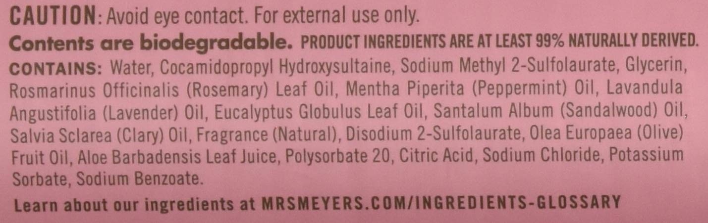 MRS. MEYER'S CLEAN DAY Hand Soap, Made with Essential Oils, Rosemary, 12.5 fl. oz - Pack of 6