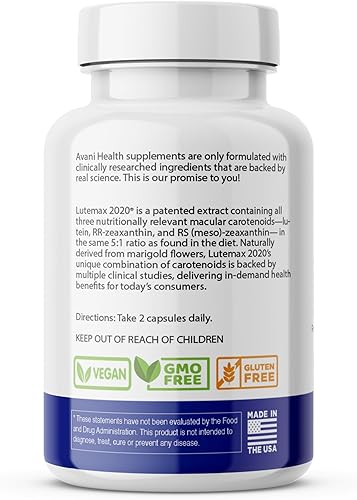 Miniatura 3 de Avani Vision Health Plus Eye Health Hecho con Lutemax 2020 20mg Luteína 4mg Zeaxantina