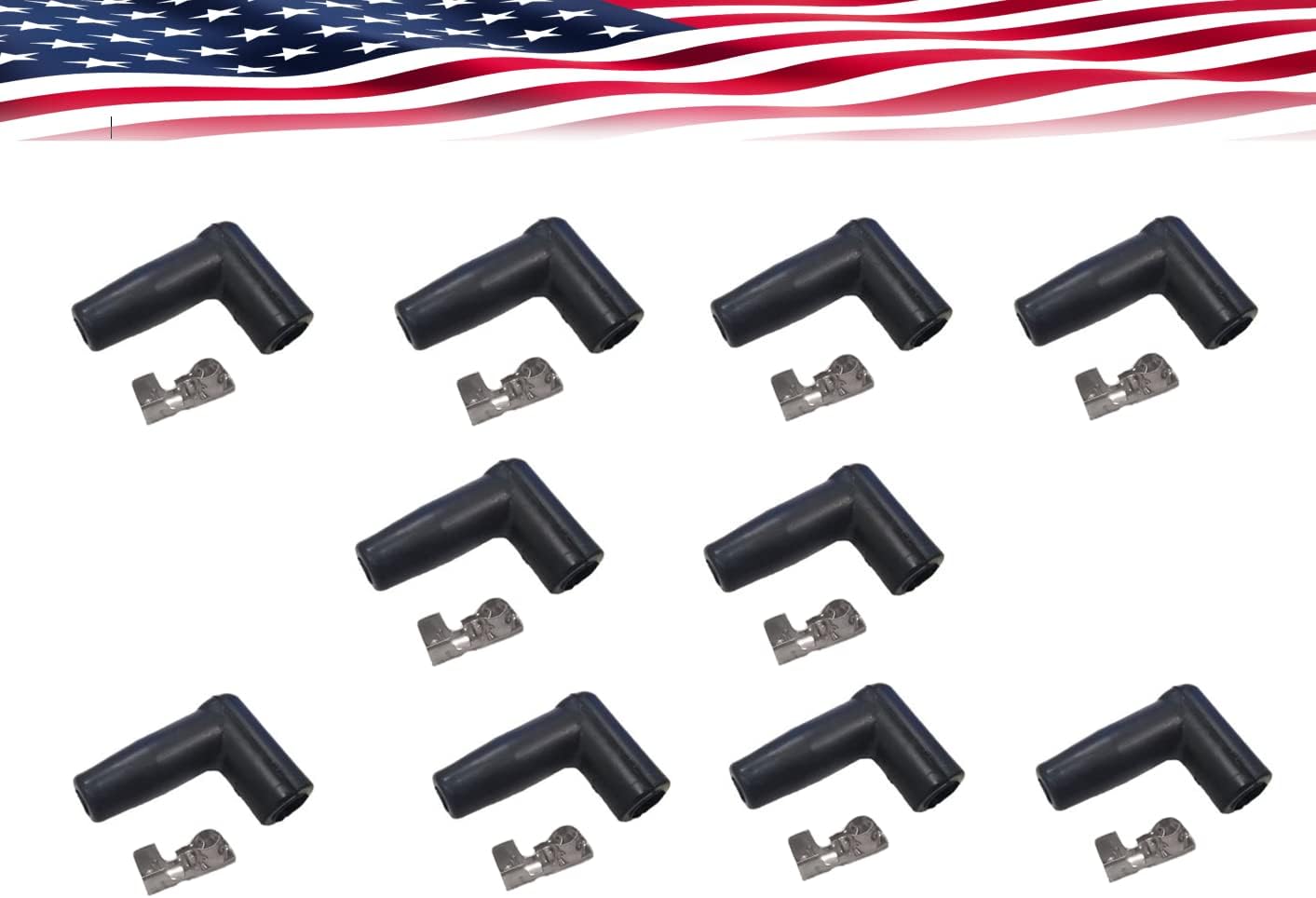 10 Set HEI Style Spark Plug Boot Terminal Kit Distributor Ignition Boot 90 Degree Connector Spark Plug Ignition Wire