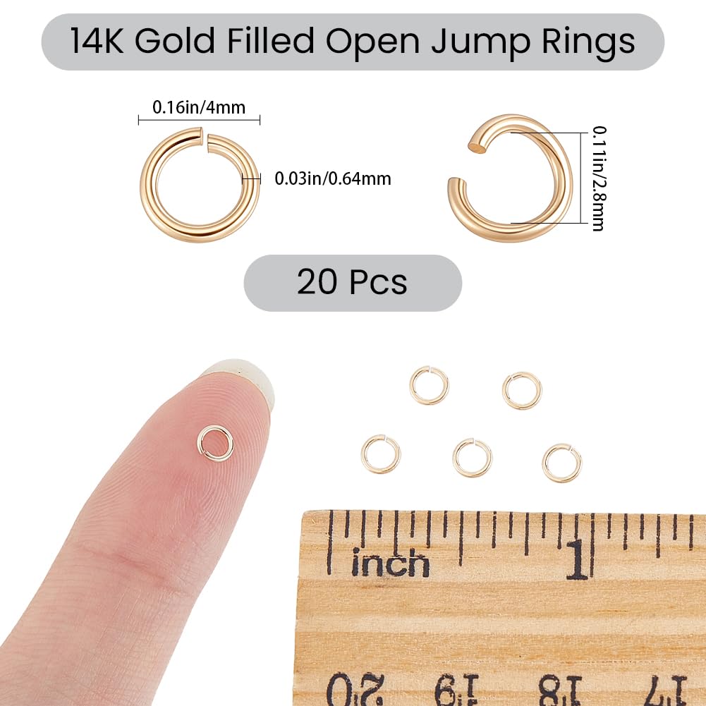 Beebeecraft 20 Stück 4mm Offene Goldene Biegeringe 14K Vergoldetes Messing Kleine Runde Biegeringe Verbindungsstücke Für Schmuckherstellung Halsketten Armbänder Ohrringe Kettenhemden DIY