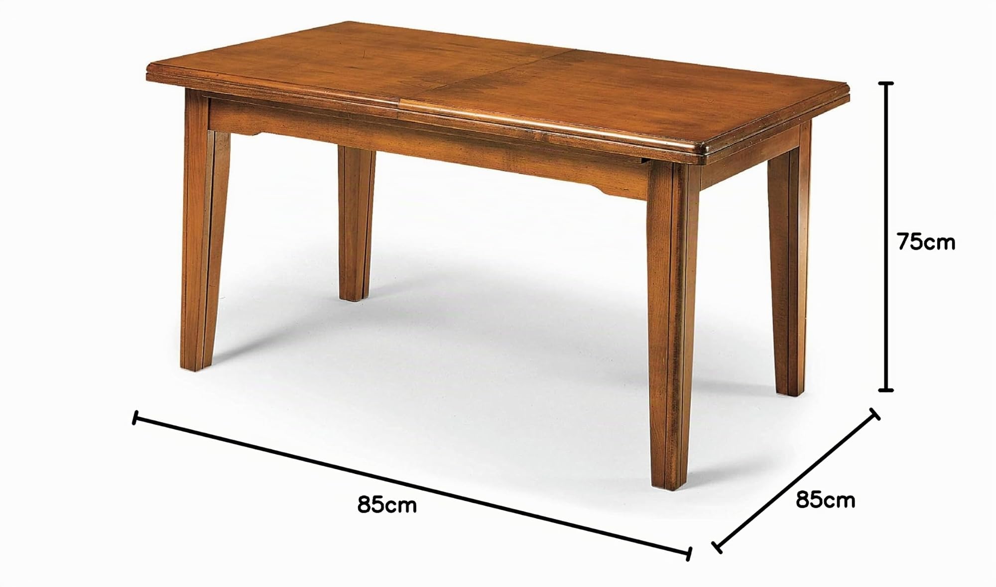 milani home - tavolo da pranzo allungabile 160-340 x 85 cm, legno massello, noce