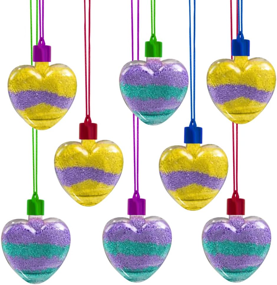 Valentine's Day Sand Art Heart Necklaces - Set of 36 - Bulk Crafts for Kids With Cords in 4 Colors - Valentines Gifts for Kids and Classroom Favors - Sand Sold Separately