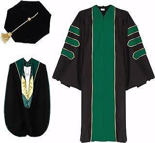 Ariro Unisex Deluxe Doctoral Graduation Gown and Doctoral Hood 8 Sided Tam Package
