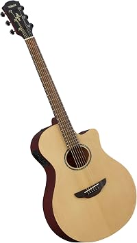 YAMAHA APX600M Electro-Acoustic Guitar   Matte Finish, Slim Thinline Body, 25  Scale, Solid Top, System65 Pickup with EQ and Tuner   Natural Satin