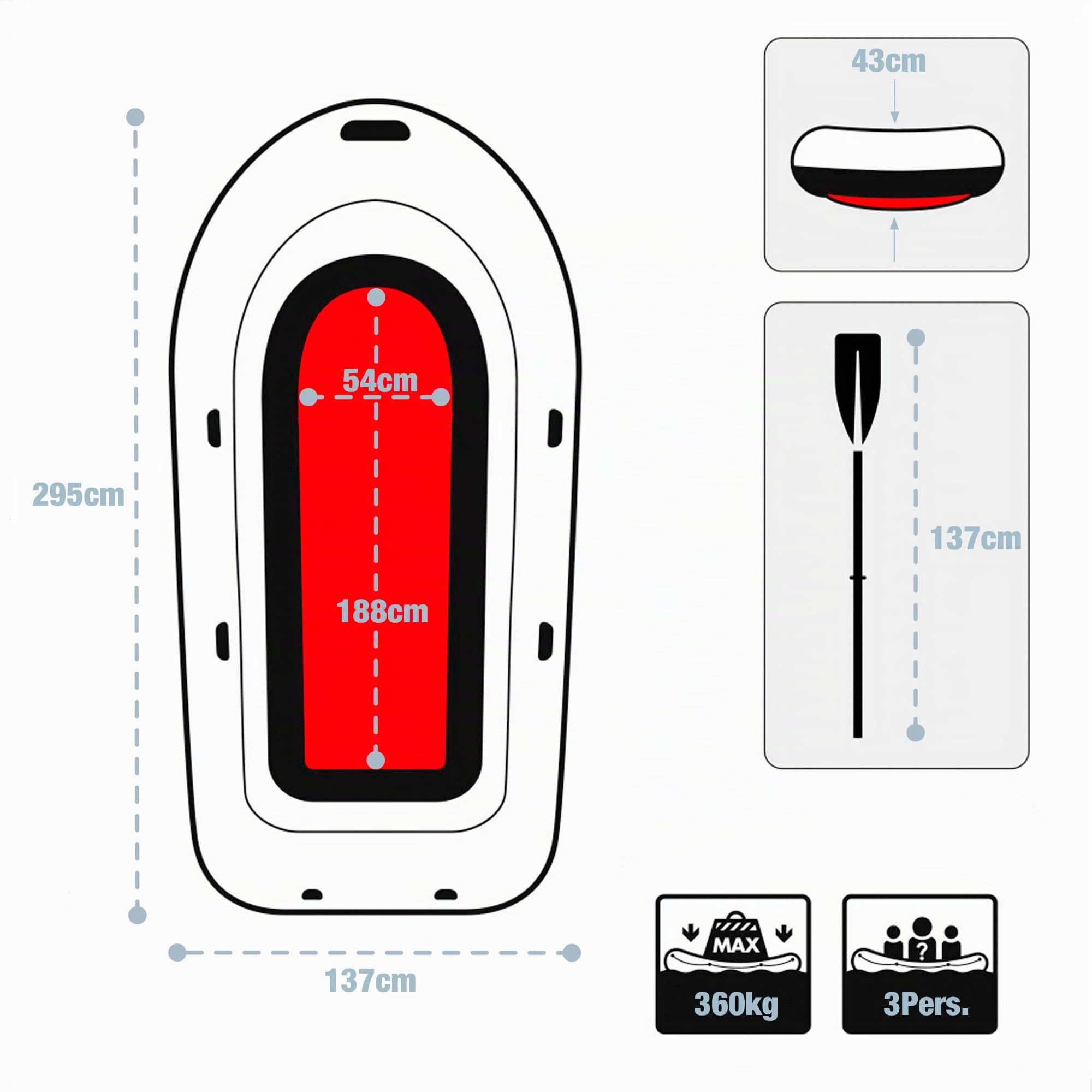 Intex Seahawk 3 Schlauchboot-Set 66333NP (aufgeblasen: 295 x 137 x 43 cm)