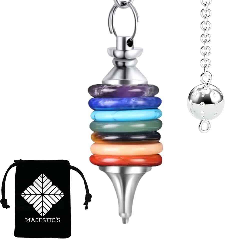 Péndulo Adivinación 7 Chakras – Pendulo Adivinatorio de Radiestesia Universal – Amatista Lapislázuli Aventurina Ojo de Tigre Jaspe Turquesa
