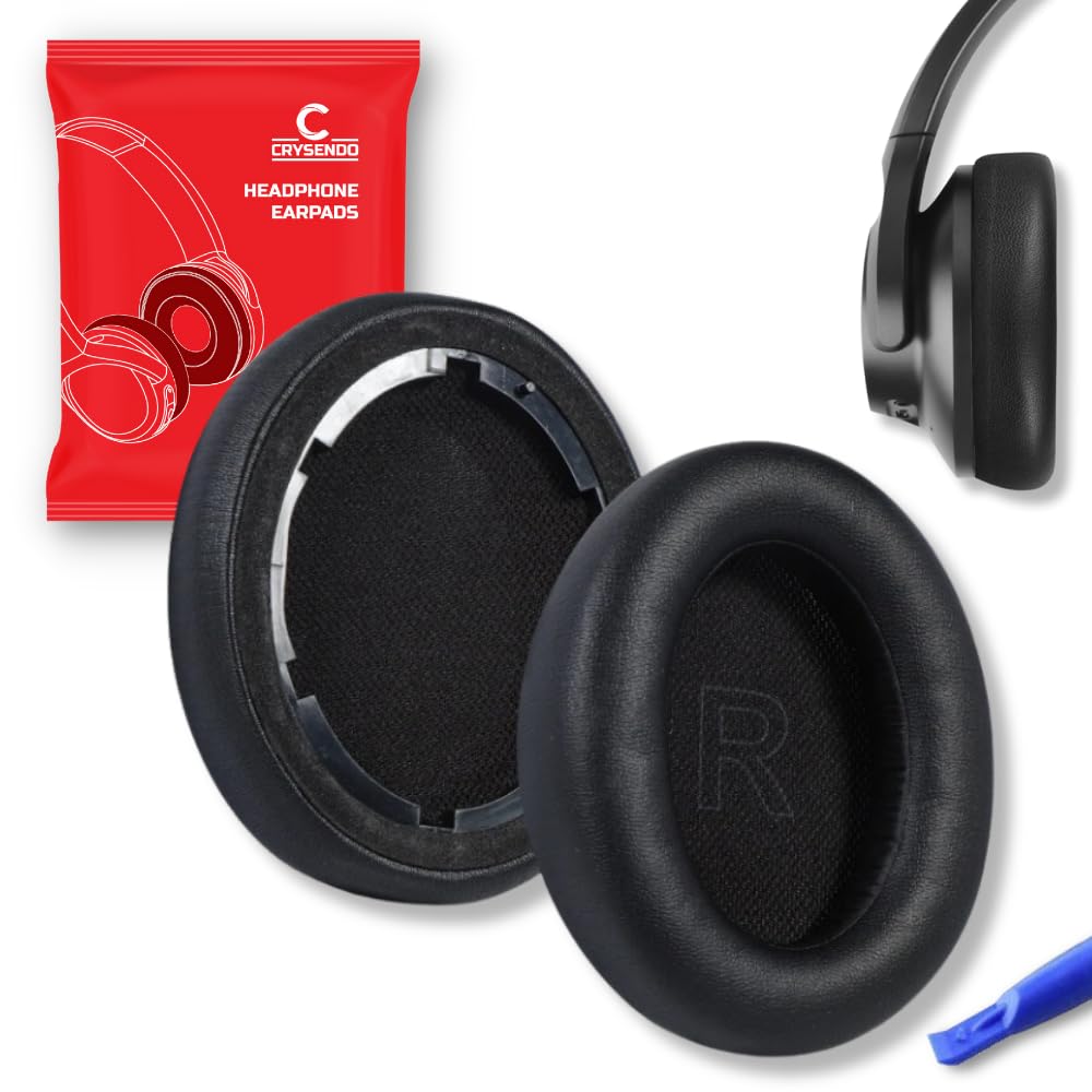 Crysendo Headphone Cushion Fits Anker Soundcore Life Q10 / Q10 Bluetooth Headphones | Replacement Ear Cushion Foam Cover Ear Pads Soft Cushion | Protein Leather & Memory Foam (Black)