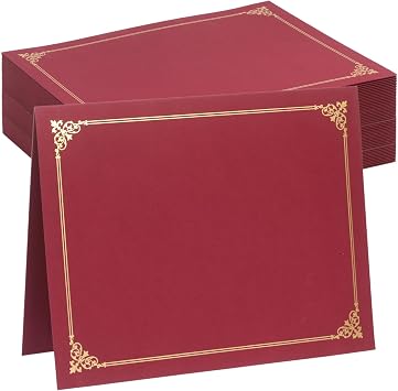 Certificate Holders, Diploma Covers Gold Foil Border, for Letter Size 8.5x11 Certificates, Cardstock, Document Papers,Burgundy 25