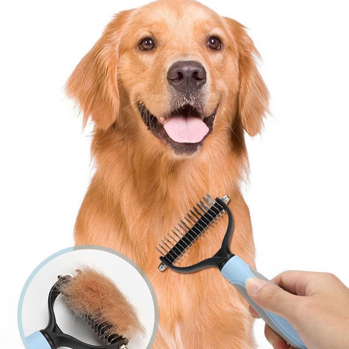 2 PCS Pet Grooming Tools Dematting Comb for Dogs & Cats Double Undercoat Rake for Long Hair Pets Cat Dog Slicker Shedding Brushes Efficiently Reduces Hair Loss by up to 90% - Image 4