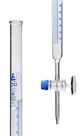 EISCO Lab Burette, 100mL - Schellbach Design for Accurate Miniscus Reading - Class B - 0.2mL Blue Graduations - Glass Stopcock - Borosilicate Buret