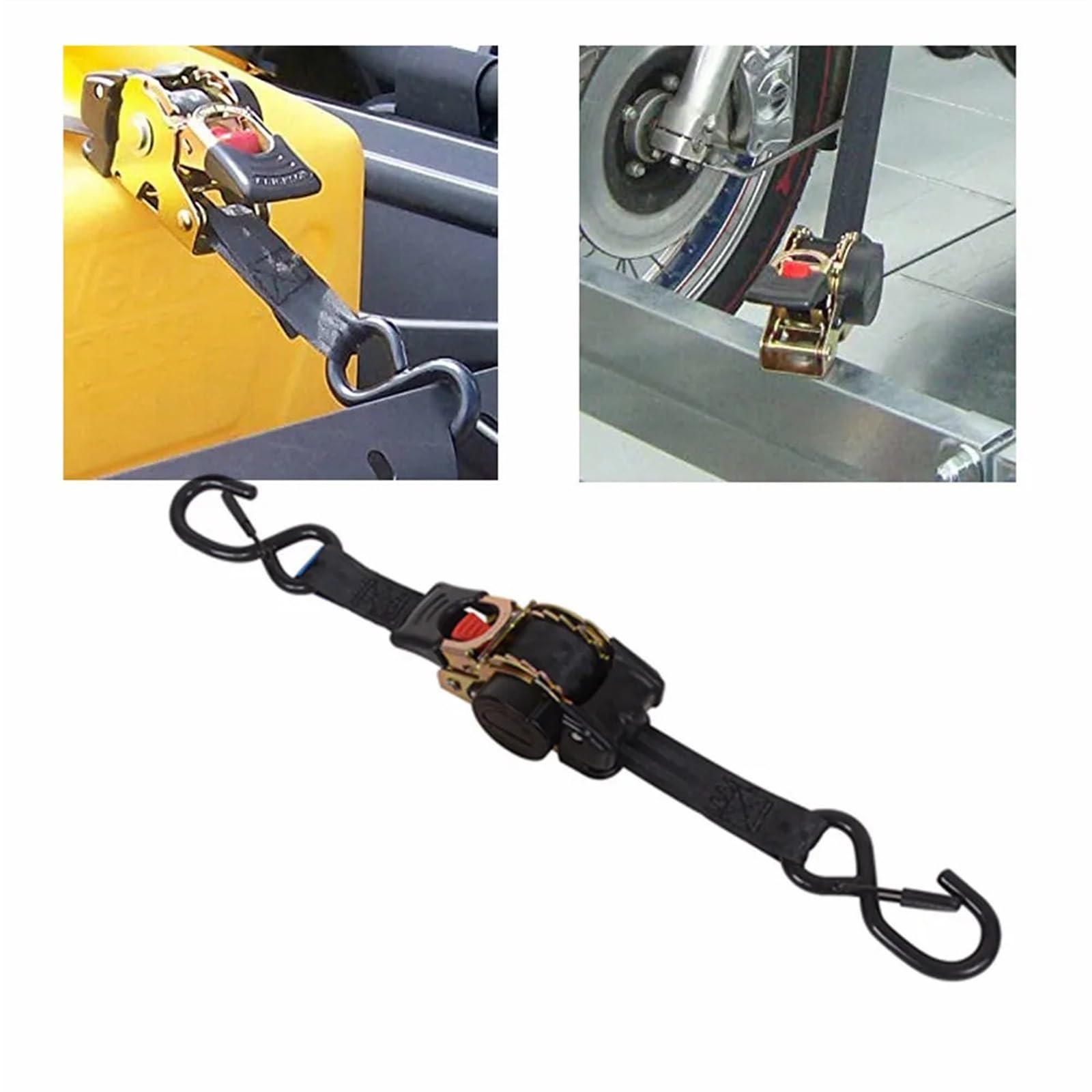 Correas de Trinquete Resistentes Cinturones de amarre universales con enrollado automático, herramienta fija retráctil automática, fácil de llevar, ganchos en S con correa de trinquete de 25mm x 3(2pc