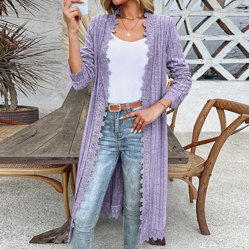 Lace Lightweight Cardigans for Women Open Front Long Sleeve Casual Dressy Blouses Soft Maxi Long Cardigan Sweaters4