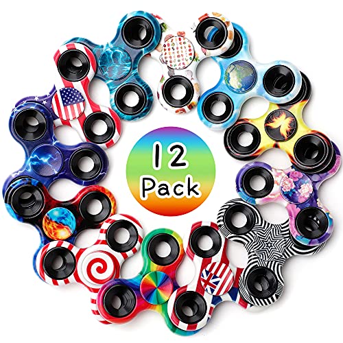 Fidget Spielzeug 12 Pack, Fidget Spinner Pack für Kinder Erwachsene, Sensorische Fidget Spielzeug Pakete, Angst Spielzeug Stress Relief, Fidgets Beste Hand Spinner Fingerlager Trispinner Spielzeug