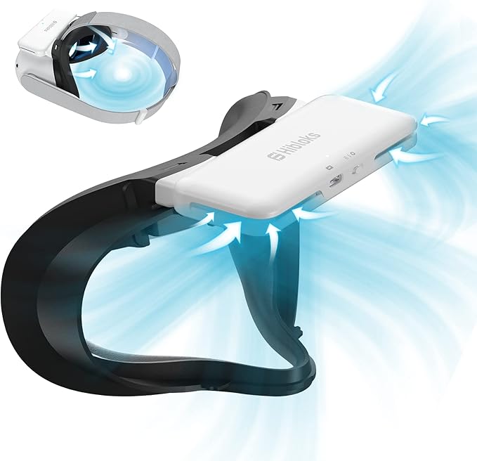 HiBloks Cooling Fan Face Cover for Meta/Oculus Quest 2 Accessories, Soft Lycra Cotton Face Cover, Quest 2 Cooling Fan Active Air Circulation Ventilation to Relieve Lens Fogging (2 Speeds)