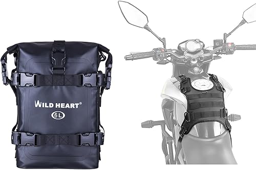 WILD HEART Tank Mout Base + Bolsas de barra de choque seco para motocicleta