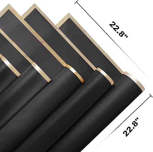 Miniatura 3 de JOYIT 60 hojas de papel de regalo de flores rosadas, papel de regalo de ramo de flores con cinta y tarjetas, papel de flores impermeable para bodas,