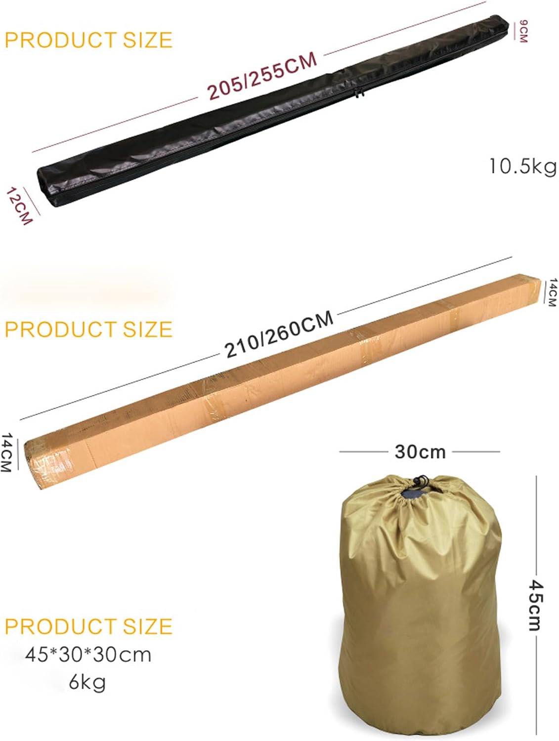 Camping Vehicle Awning Pull Out Retractable Tent Shelter, Weather-Proof Car Side Awning for SUV/Truck/Van, for Sun Shade Outdoor Off-Road Camping