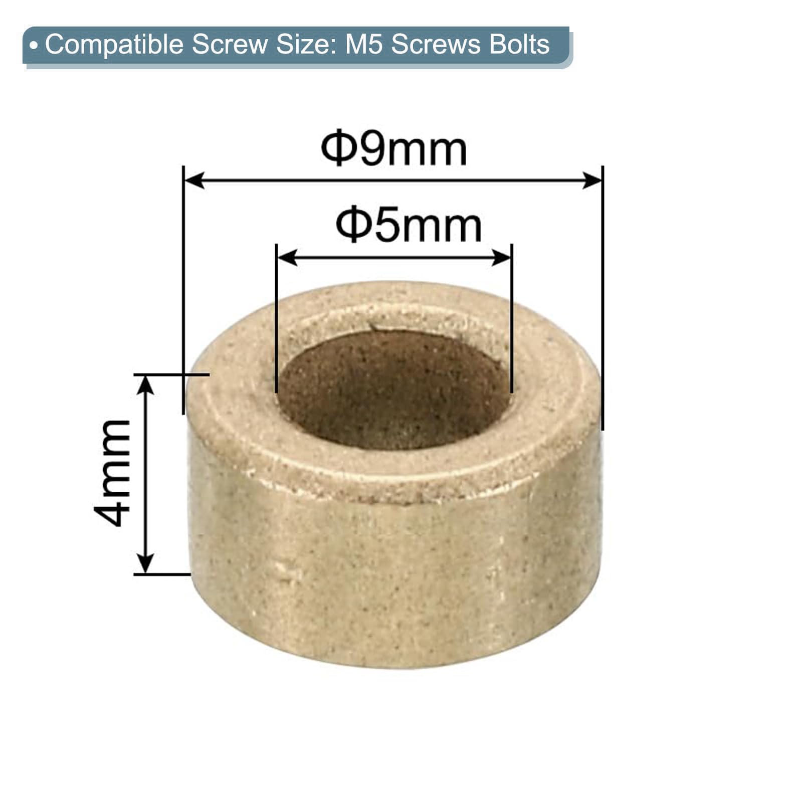 TOP-VIGOR 12Pcs M5 Brass Spacer, 5mm ID x 9mm OD x 4mm Length Metal Spacer - Image 2
