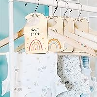 Vista 6 de CRASPIRE 10 separadores de madera para armario de bebé, diseño de arco iris, desde recién nacido hasta 36 meses, organizadores de armario de bebé