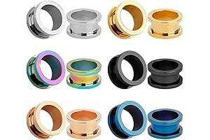 12Pcs Set Colorful Stainless Steel Screwed Ear Plugs Tunnels Gauges Stretcher Piercings