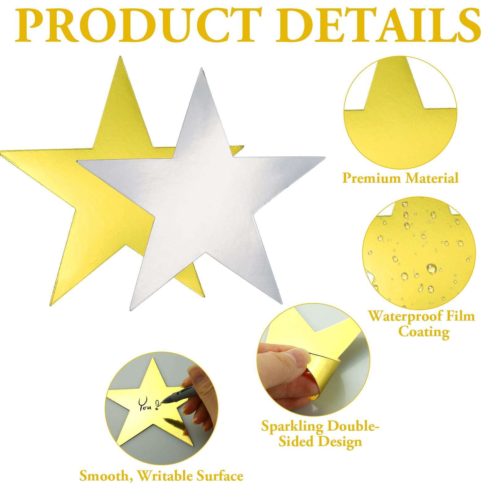 Stelle decorative da appendere 80 pezzi 15 cm oro argento carta con brillantini