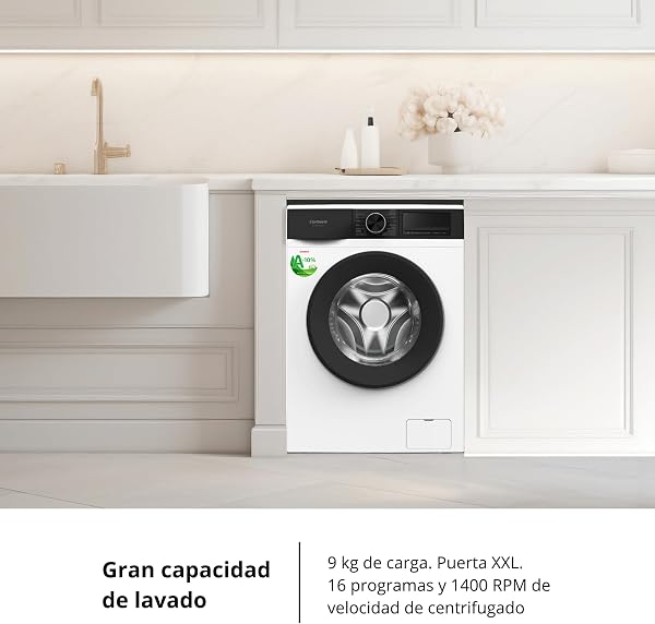 Corberó - Lavadora Carga Frontal | CLT80514VIN | 8 Kg | 1400 RPM | Inverter | 16 Programas | Vapor | Antialérgica | Inicio Diferido | Blanco - 3
