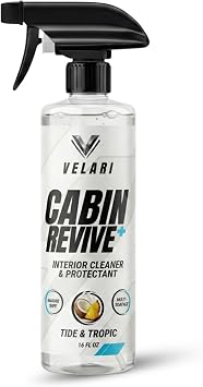 VELARI Cabin Revive+ Tide & Tropic Interior Cleaner & Protectant - Marine Safe Multi-Surface Spray for Boats - Odor Eliminator for Vinyl, Leather, Fabric - Ocean Breeze Scent - 16 oz