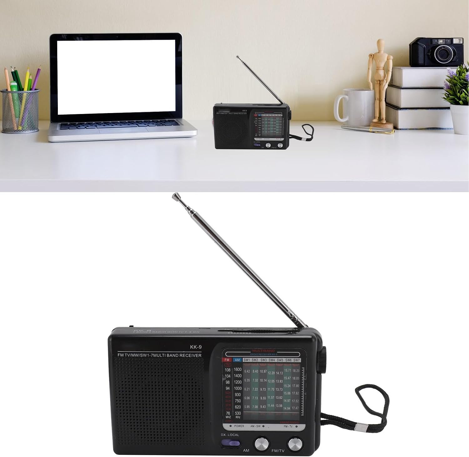 Portable Multi Band Radio,Multifunction FM AM SW Shortwave Radios,Mini Elderly Emergency Radio with Antenna for Indoor,Outdoor,Emergency Use