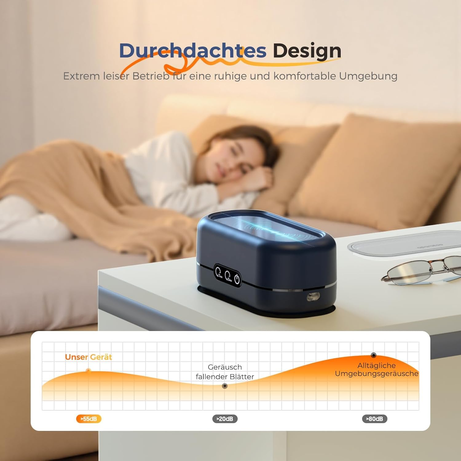 Ultraschallreinigungsgerät, 48000Hz Ultraschallreiniger, Brillenreinigungsgerät, 350ml Ultraschallreiniger, mit 2 Reinigungsmodi, geeignet für Schmuck, Brillen, Uhren, Ringe, Zahnersatz usw