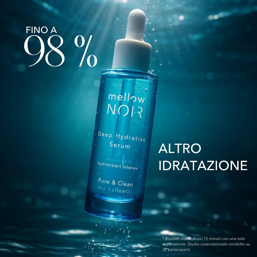 mellow NOIR Deep Hydration Serum 30ml Siero idratante con aloe vera | lenisce e idrata intensa, Cura del viso per la pelle secca e danneggiata, Vegano, Cosmetici naturali