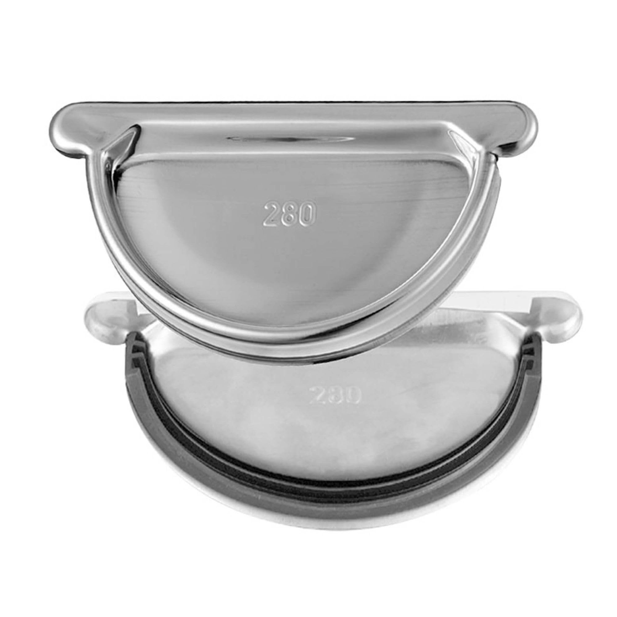 ZAMBELLI Guttering end Cap 105mm zinc Half-Round with Rubber Seal Lip Silver