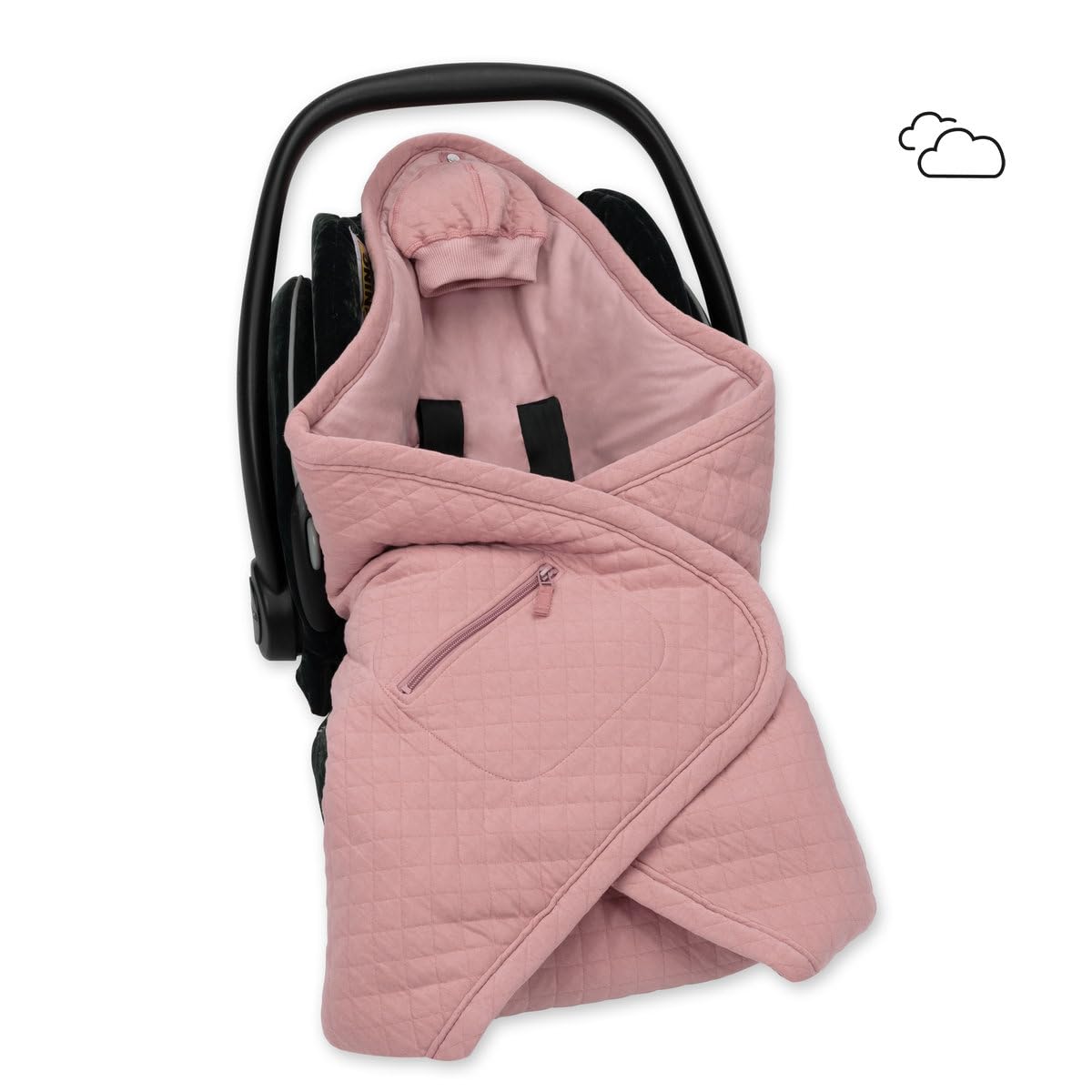 BEMINI - BISIDE Nid d'ange 0-12m - Modèle Universel 3 & 5 Points - Pady Quilted + Jersey - Rose Vintage