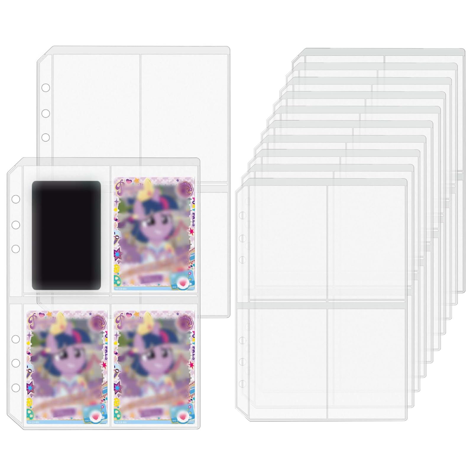 Mogoostry 12pcs A5 Binder 4-Pocket Binder Sleeves Frosted PVC Sheet Protector Top Open Loose Leaf Inserts Folder Photocard Sleeve Filing Bags