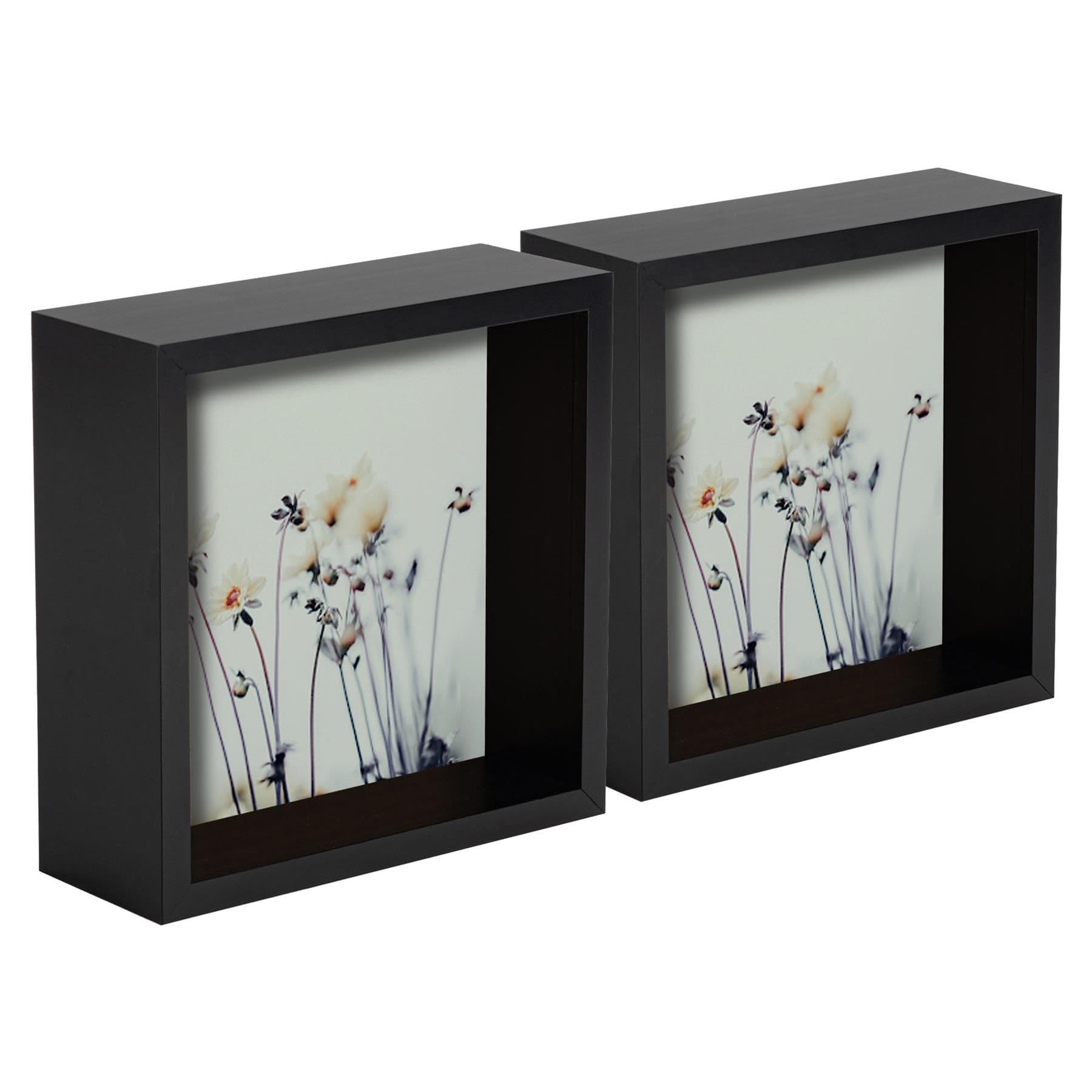 Nicola Spring Unisex Black 3D Deep Box Photo Frames - 6 X 6" - Pack Of 2 In