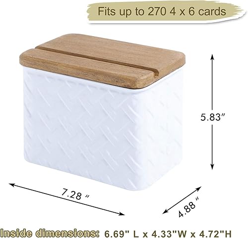 Miniatura 4 de NIKKY HOME Caja de organización de recetas de metal de cocina 4x6 con tarjetas y divisores, patrón de relieve de línea