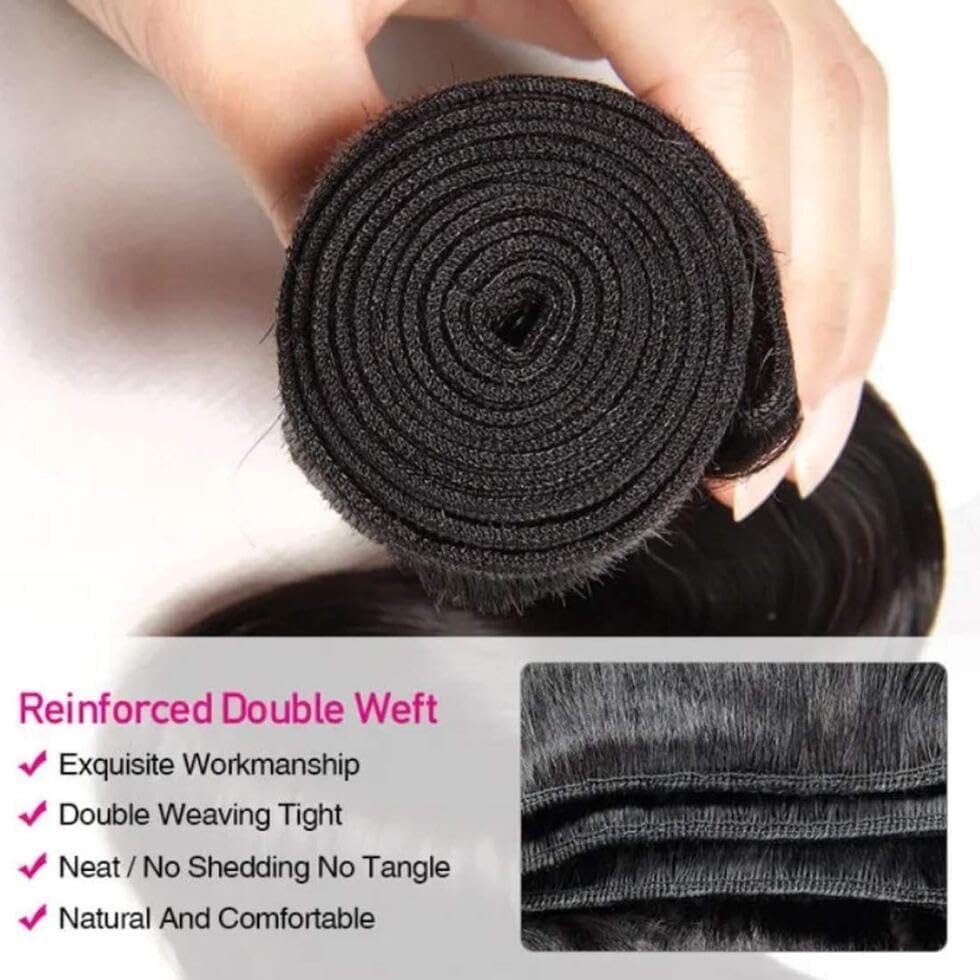 Image of UNICE 12A Body Wave Human Hair Bundles with 4x4 Lace Closure 14 14 14+14 inch 100% Brazilian Virgin Hair Weave Extensions Tangling-Free Shedding-Free Ombre Black Cherry Color